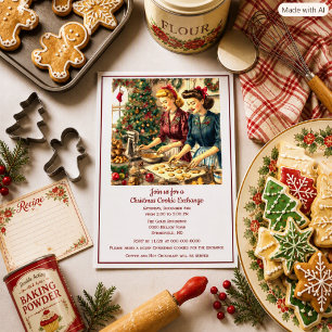Convites Trocas de Biscoitos de Natal Retrô