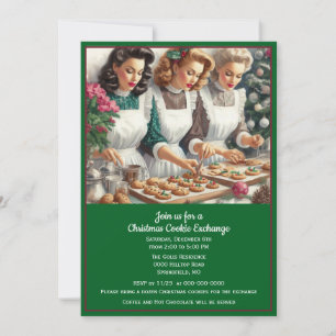 Convites Trocas de Biscoitos Retrô de Natal