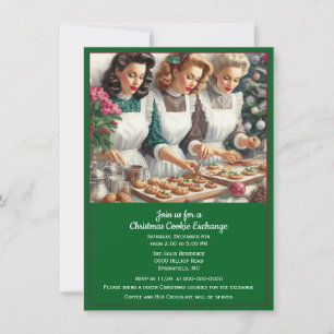 Convites Trocas de Biscoitos Retrô de Natal
