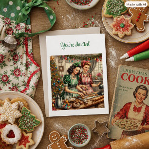 Convites Trocas de Cookies Vintage de Natal