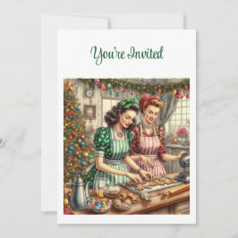 Convites Trocas de Cookies Vintage de Natal 