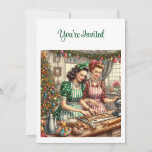 Convites Trocas de Cookies Vintage de Natal