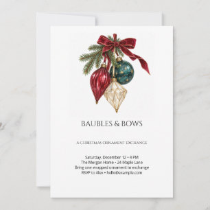 Convites Trocas de Enfeites de Natal Baubles e Laços