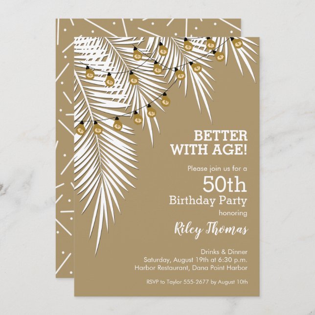 Convites Trocas de luz na Festa de aniversário das palmas (Frente/Verso)