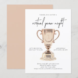 Convites Troféu de cor rosa noturno minimalista do jogo vi
