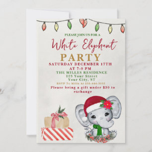 Convites Troféu de Elefante Branco de Aquarela Festa de Tro