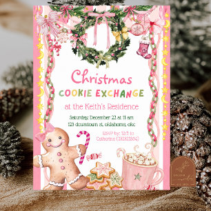 Convites Troféu Natalino de Biscoitos Cor-de-Rosa Troca de