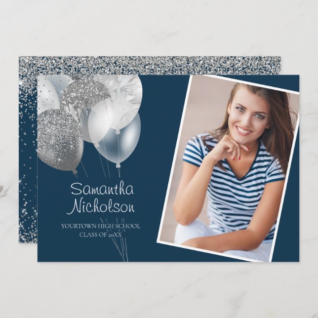 Convites Tronco da faculdade de Marinho de Diversão Azul Si (Frente/Verso)