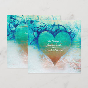 Convites Tropicais de Coração Azul do Oceano