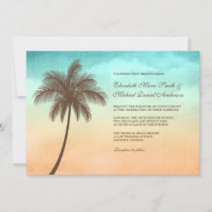 Convites tropicais do casamento da palmeira da