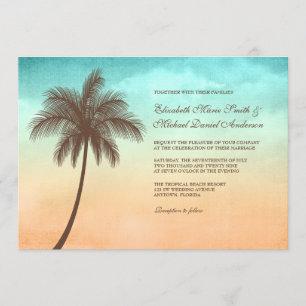 Convites tropicais do casamento da palmeira da
