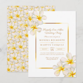 Convites Tropicais dourados do Frangipani após o casamento 