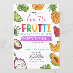 Convites Tropical 2-tti Frutti Verão Segundo Aniversário