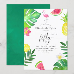 Convites Tropical 50ª Festa de aniversário de Flamingo Ro