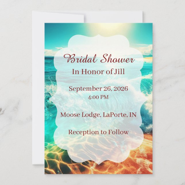 Convites Tropical Beach Bridal Shower Invitation (Frente)
