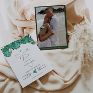 Convites TROPICAL Beach leaf Save the Date