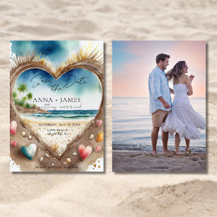 Convites Tropical Beach Ocean Watercolor Salvar Data
