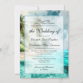 Convites Tropical Beach & Palm Trees Formal Wedding