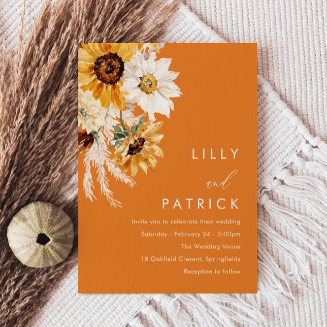 Convites Tropical Boho Sunflower Wedding (Criador carregado)