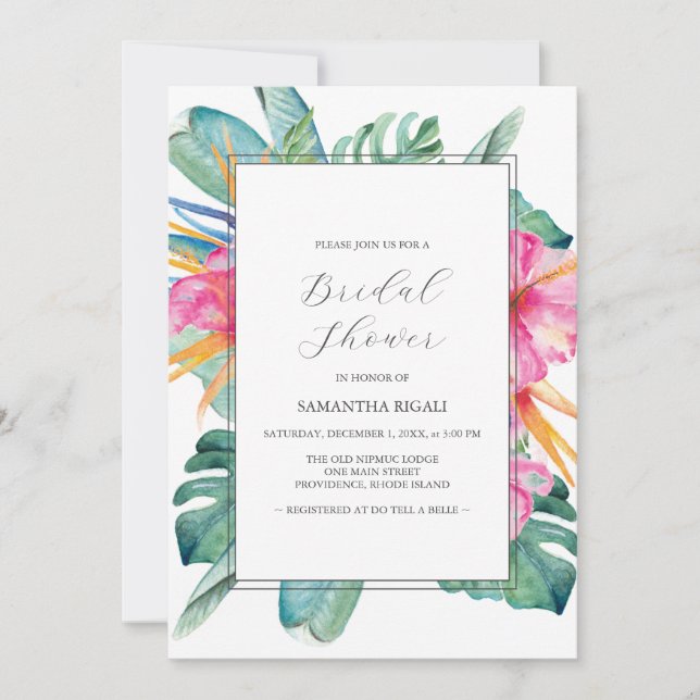 Convites Tropical Bridal Shower Invitations (Frente)