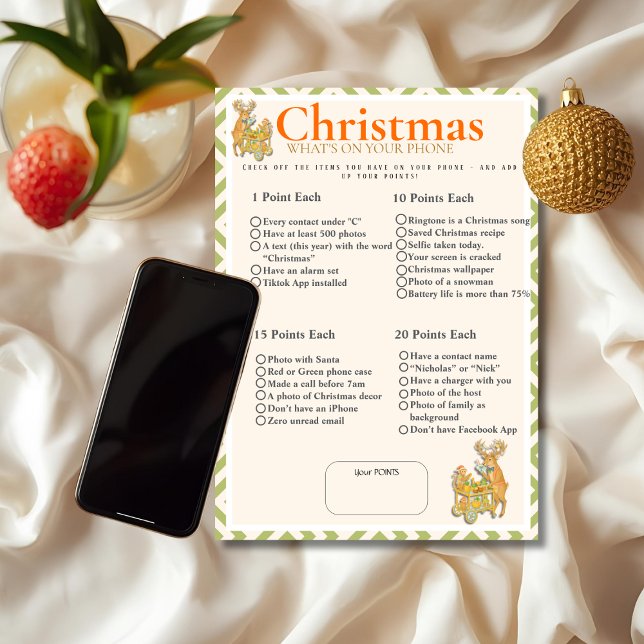 Convites Tropical Christmas What's On your phone game card (Tropical Christmas What's On your phone game card)