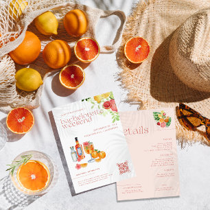 Convites Tropical Citrus Spritz Fim de Semana de Despedid