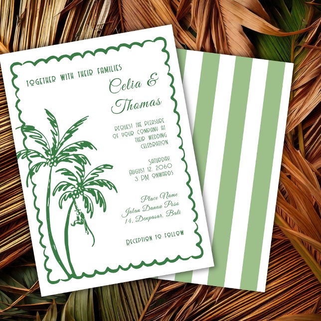 Convites Tropical Coastal Retro Beach Destination Wedding  (Criador carregado)