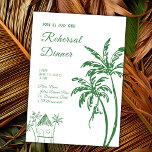 Convites Tropical Coastal Retro Beach Rehersal Dinner<br><div class="desc">Tropical Coastal Retro Beach Green Destination Wedding Rehersal Dinner Invitation</div>