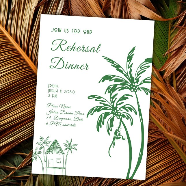 Convites Tropical Coastal Retro Beach Rehersal Dinner (Criador carregado)