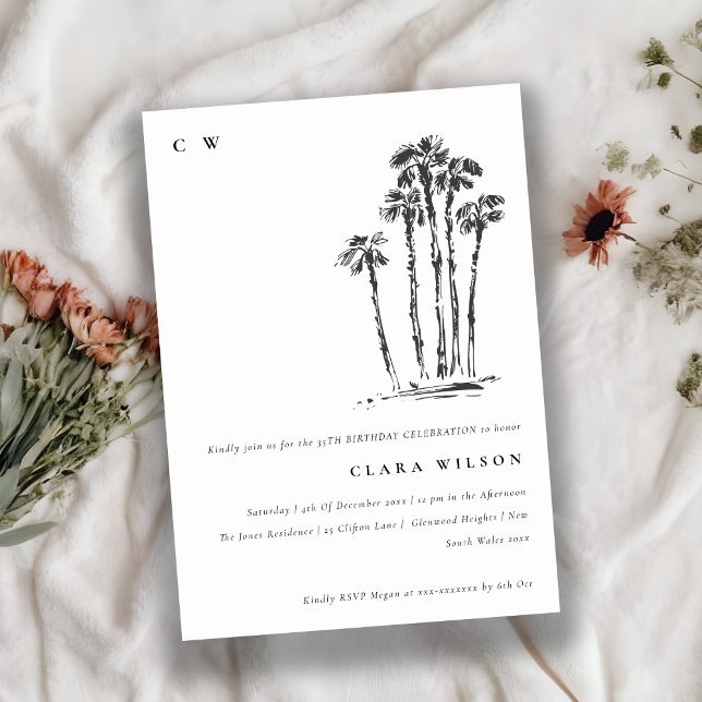 Convites Tropical Costeira Palmeira Esboço de Árvore Tropic (Criador carregado)