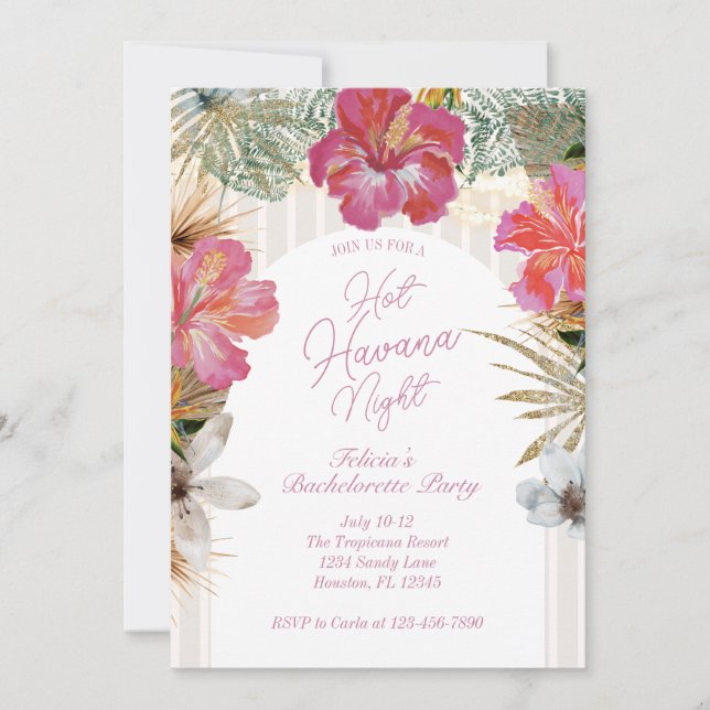 Convites Tropical Cuban Bachelorette Invitation (Frente)