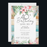 Convites Tropical de aniversário de 40 anos Surprise Party<br><div class="desc">Tropical Floral e Design de Diversão de Praia,  design. Ajustável para a festa de aniversário adulta tropical,  basta mudar os convites de texto. Convite para impressão de Download Digital</div>