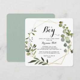 Convites Tropical Dourada geométrica É um Chá de fraldas