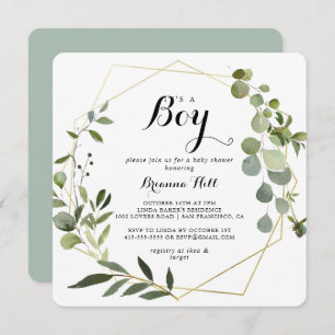 Convites Tropical Dourada geométrica É um Chá de fraldas