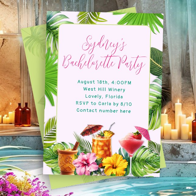 Convites Tropical Drinks Bachelorette Party (Criador carregado)