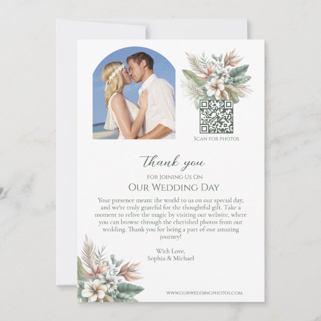 Convites Tropical Elegance-Photo Weding Obrigado (Frente)