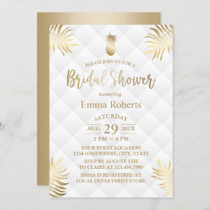 Convites Tropical Elegante de Ananás Dourado do chá de pane
