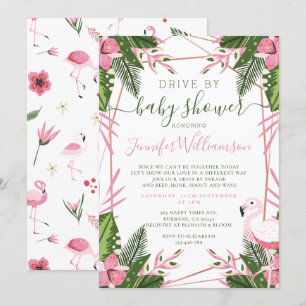 Convites Tropical Flamingo Drive Por Chá de fraldas