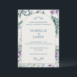 Convites Tropical Floral Botanical Wedding Personalized<br><div class="desc">Celebrate your love story with this elegant botanical wedding invitation, featuring lush watercolor purple orchids, tropical monstera leaves, and delicate greenery surrounding a classic arched frame. Perfect for garden weddings, tropical celebrations, or any boho-inspired affair. Easily personalize with your names, wedding date, venue, and all event details to create a...</div>