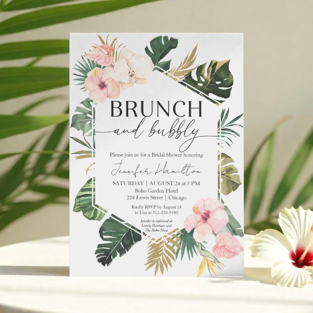 Convites Tropical Floral Brunch e Chá de panela Borracha (Criador carregado)