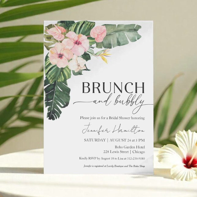 Convites Tropical Floral Brunch e Chá de panela Borracha (Criador carregado)