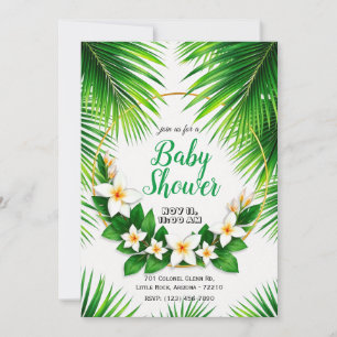 Convites Tropical Floral com Chá de fraldas Palm Folaves
