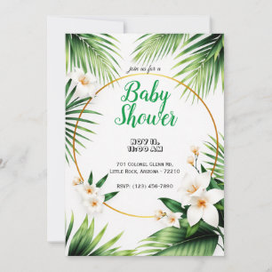 Convites Tropical Floral com Chá de fraldas Palm Folaves