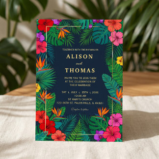 Convites Tropical Floral Design | Hibiscus & Greenery