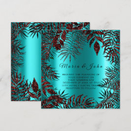Convites Tropical Floral Glitter Garden Burgundy Ocean
