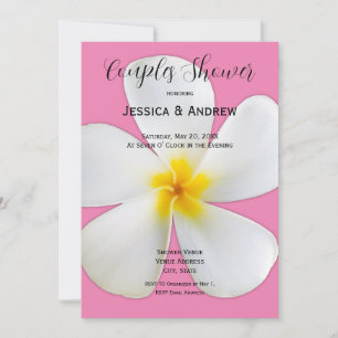 Convites Tropical Floral, Plumeria Branca a Rosa, Casais