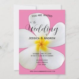 Convites Tropical Floral, Plumeria Branca a Rosa, Casamento