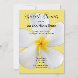 Convites Tropical Floral, Plumeria Branca em Amarelo, Brida
