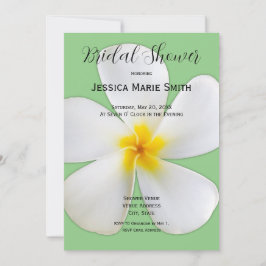 Convites Tropical Floral, Plumeria Branca em Sage, Bridal