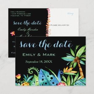 Convites Tropical Floral Preto Salve a Data